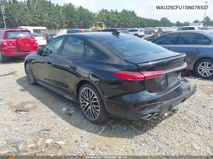 2025 Audi All-New S5 Premium Plus Tfsi Quattro S Tronic VIN: WAU25CFU1SN078537 Lot: 45451273