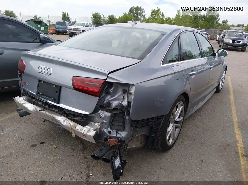 2016 Audi S6 4.0T Premium Plus VIN: WAUH2AFC6GN052800 Lot: 45117103