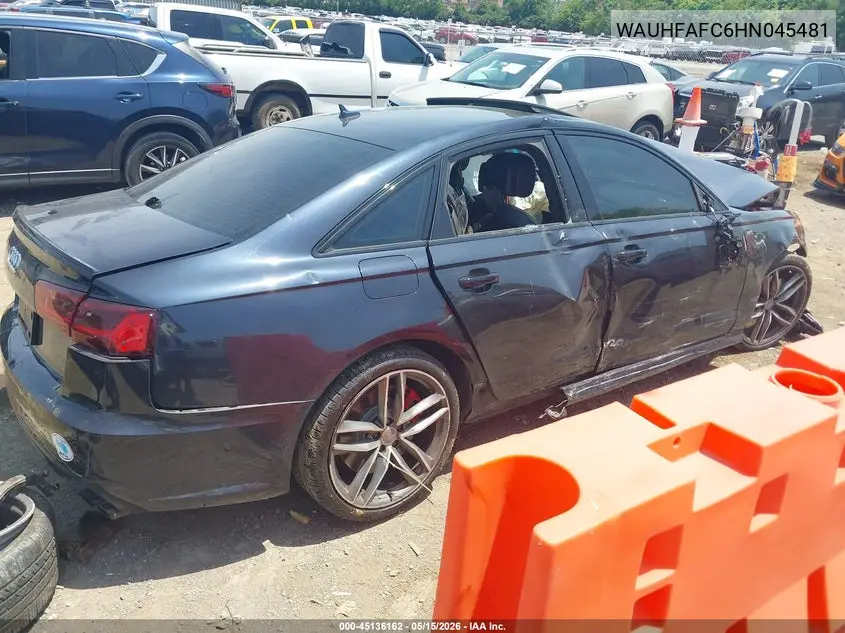 2017 Audi S6 4.0T Premium Plus VIN: WAUHFAFC6HN045481 Lot: 45136162