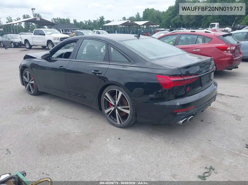 2022 Audi S6 Prestige Tfsi Quattro Tiptronic VIN: WAUFFBF20NN019717 Lot: 45296779