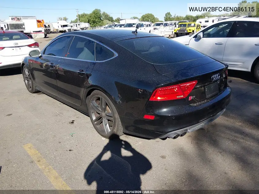 2014 Audi S7 4.0T Prestige VIN: WAUW2BFC4EN086115 Lot: 45115592