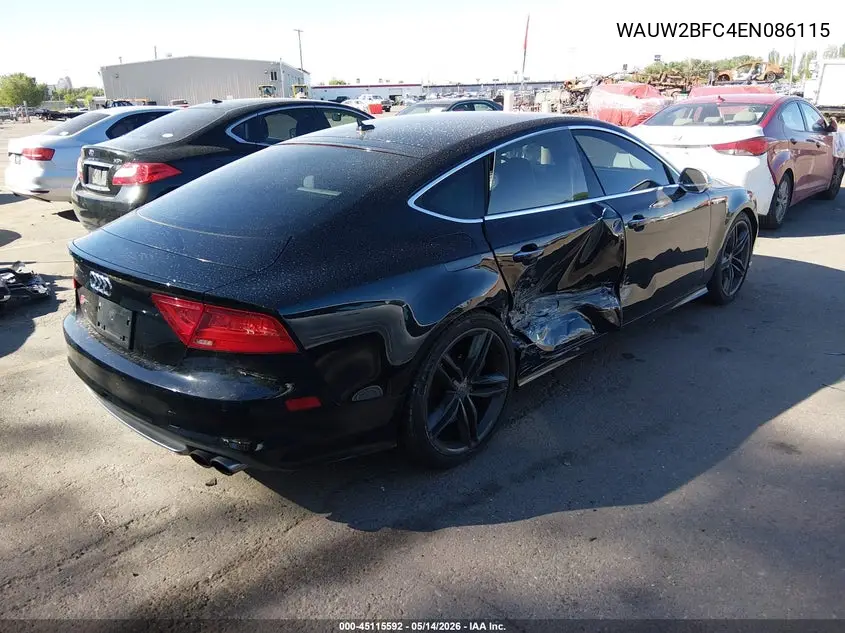 2014 Audi S7 4.0T Prestige VIN: WAUW2BFC4EN086115 Lot: 45115592
