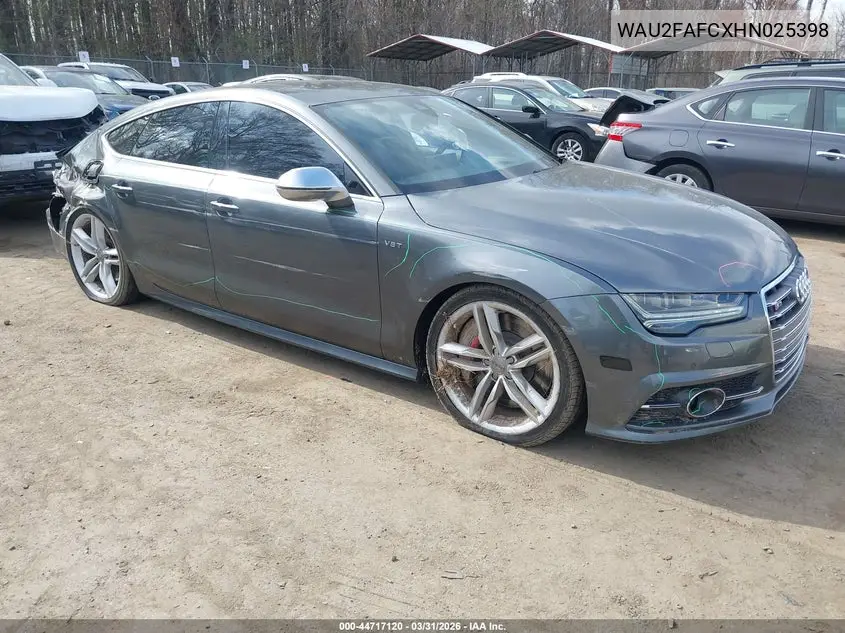 2017 Audi S7 4.0T Premium Plus VIN: WAU2FAFCXHN025398 Lot: 44717120