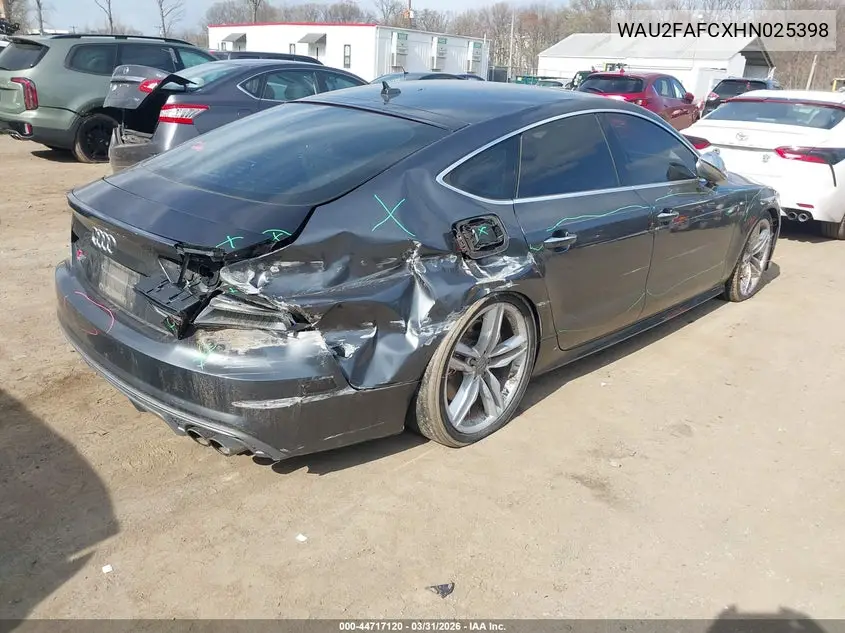 2017 Audi S7 4.0T Premium Plus VIN: WAU2FAFCXHN025398 Lot: 44717120