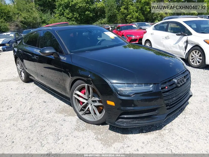 2017 Audi S7 4.0T Premium Plus VIN: WAUWFAFCXHN040792 Lot: 45217489