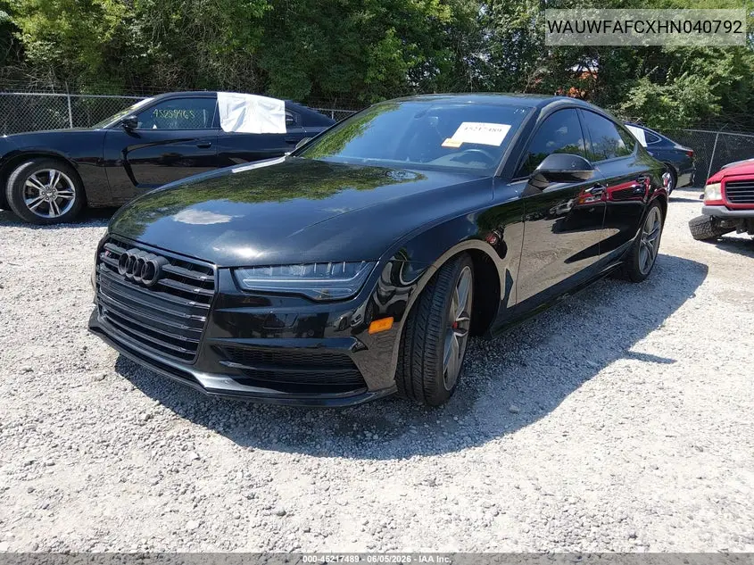 2017 Audi S7 4.0T Premium Plus VIN: WAUWFAFCXHN040792 Lot: 45217489