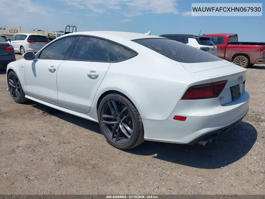 2017 Audi S7 4.0T Premium Plus VIN: WAUWFAFCXHN067930 Lot: 45559064