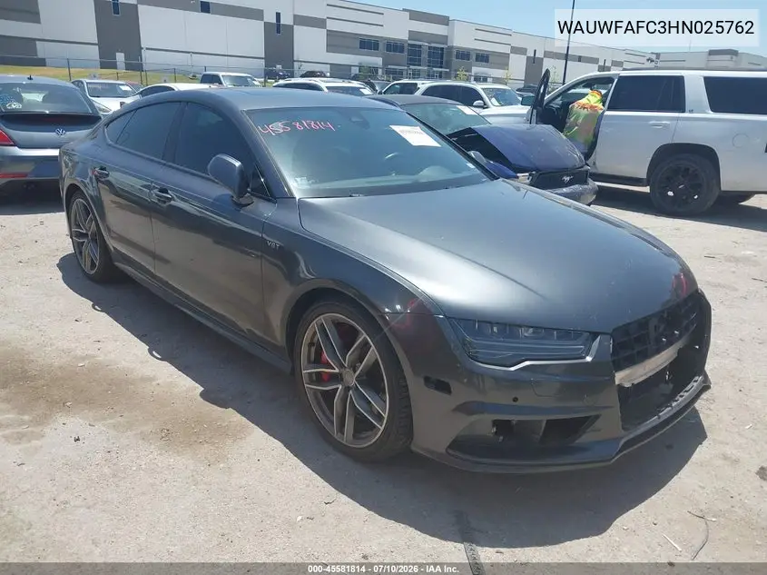 2017 Audi S7 4.0T Premium Plus VIN: WAUWFAFC3HN025762 Lot: 45581814