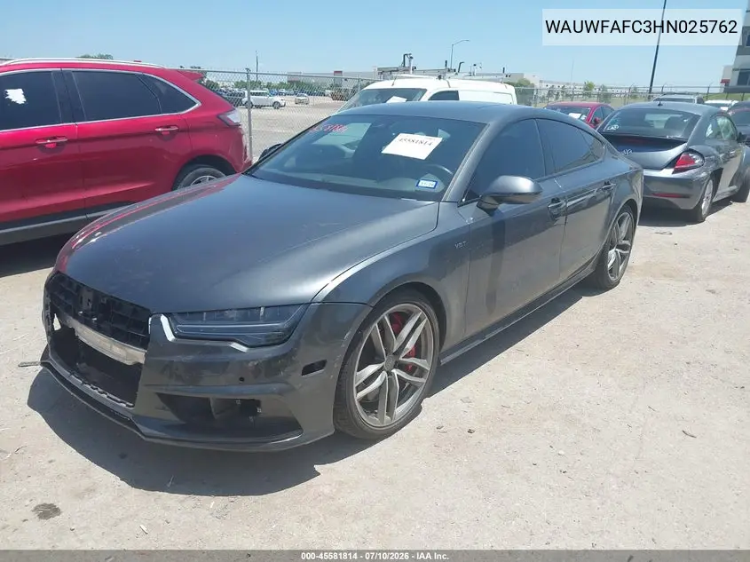 2017 Audi S7 4.0T Premium Plus VIN: WAUWFAFC3HN025762 Lot: 45581814