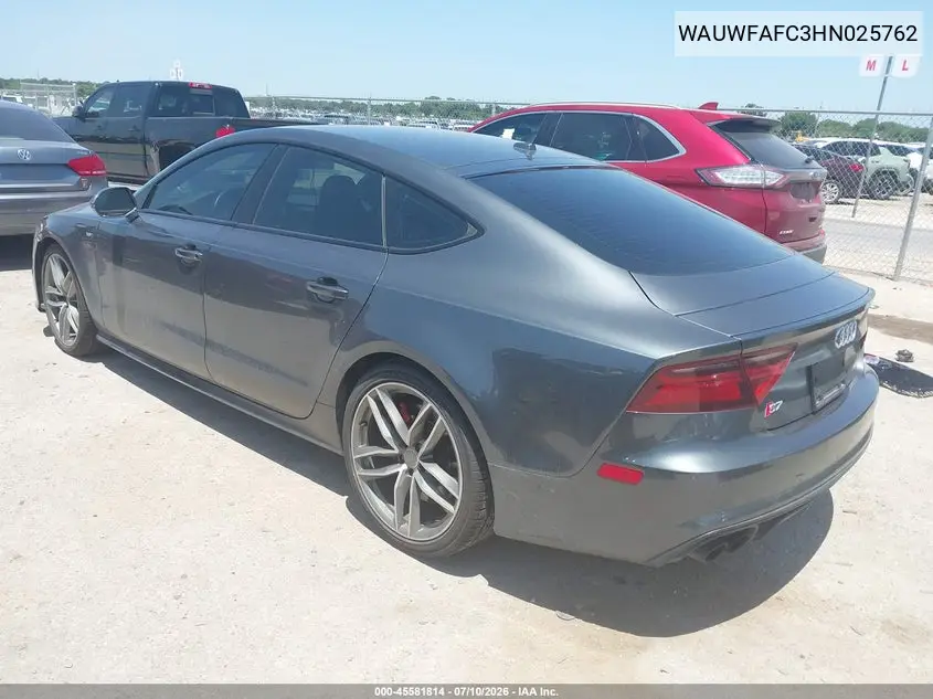 2017 Audi S7 4.0T Premium Plus VIN: WAUWFAFC3HN025762 Lot: 45581814
