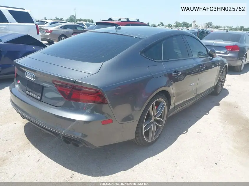 2017 Audi S7 4.0T Premium Plus VIN: WAUWFAFC3HN025762 Lot: 45581814