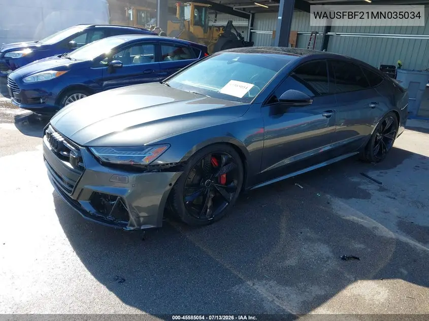 2021 Audi S7 Sportback Prestige Tfsi Quattro Tiptronic VIN: WAUSFBF21MN035034 Lot: 45585054