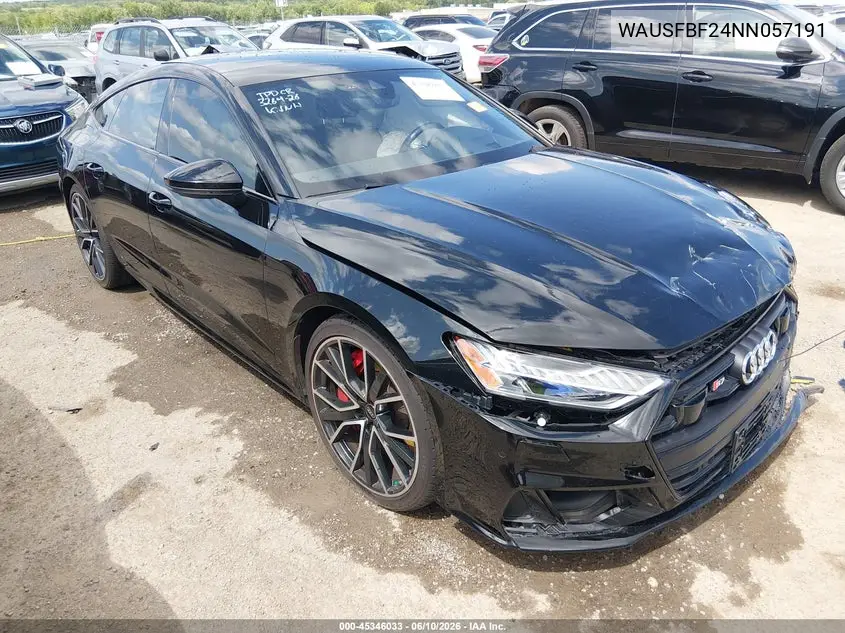 2022 Audi S7 Sportback Prestige Tfsi Quattro Tiptronic VIN: WAUSFBF24NN057191 Lot: 45346033