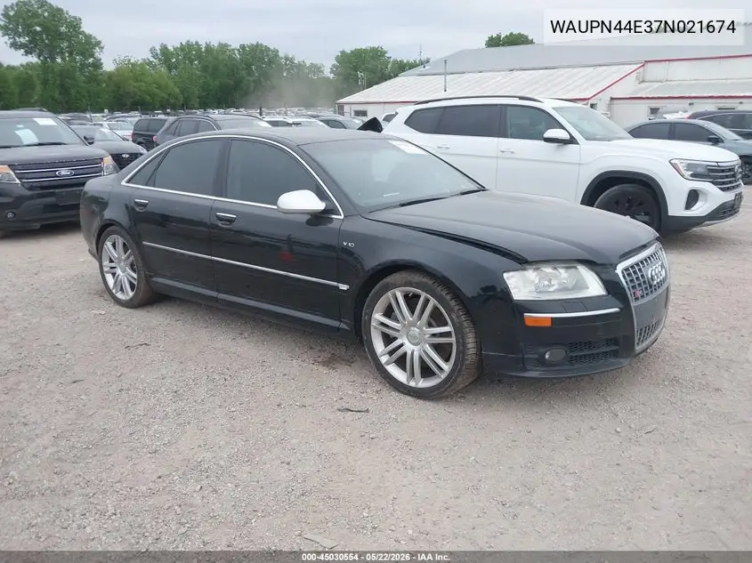 2007 Audi S8 5.2 VIN: WAUPN44E37N021674 Lot: 45030554