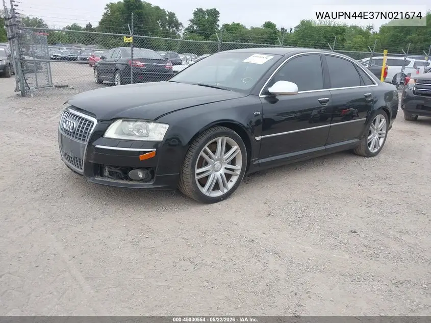 2007 Audi S8 5.2 VIN: WAUPN44E37N021674 Lot: 45030554