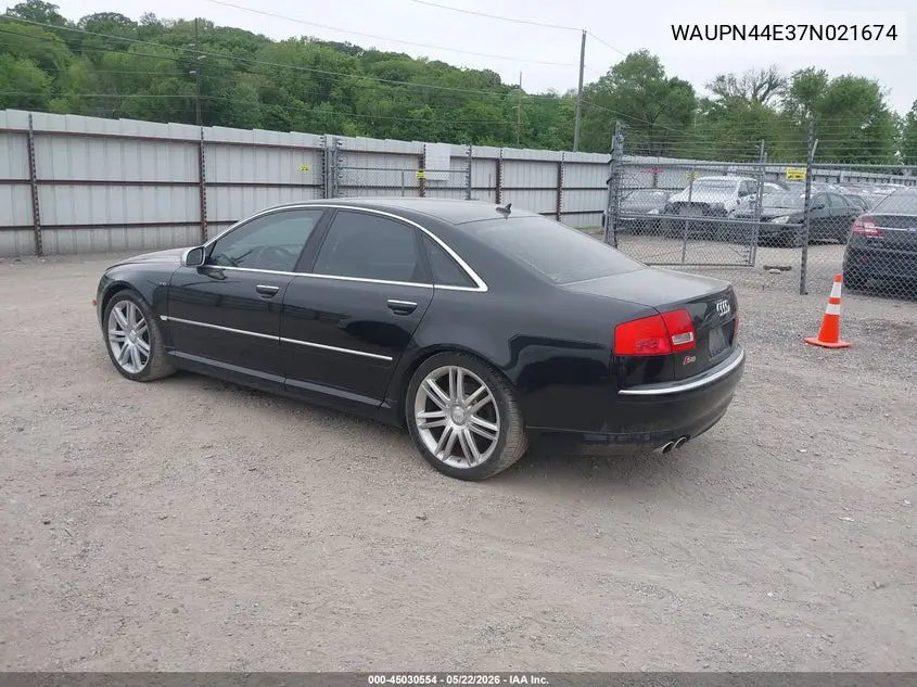 2007 Audi S8 5.2 VIN: WAUPN44E37N021674 Lot: 45030554