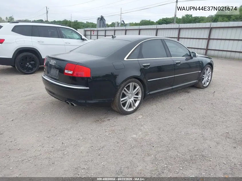 2007 Audi S8 5.2 VIN: WAUPN44E37N021674 Lot: 45030554