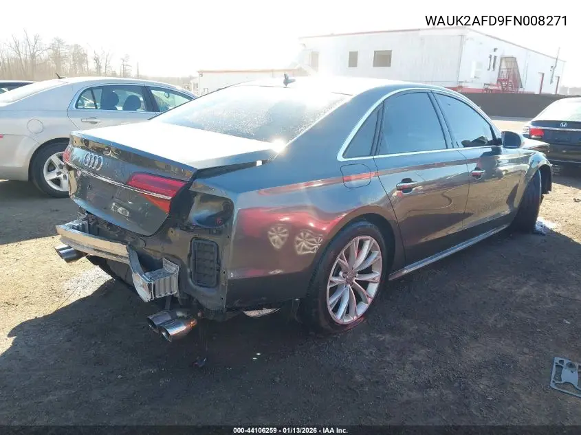 2015 Audi S8 4.0T VIN: WAUK2AFD9FN008271 Lot: 44106259