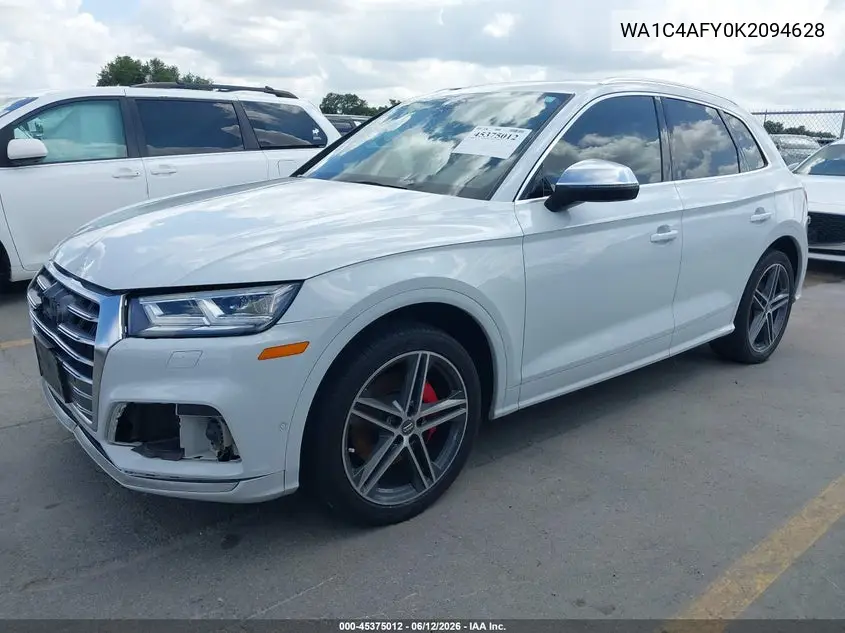 2019 Audi Sq5 3.0T Premium VIN: WA1C4AFY0K2094628 Lot: 45375012