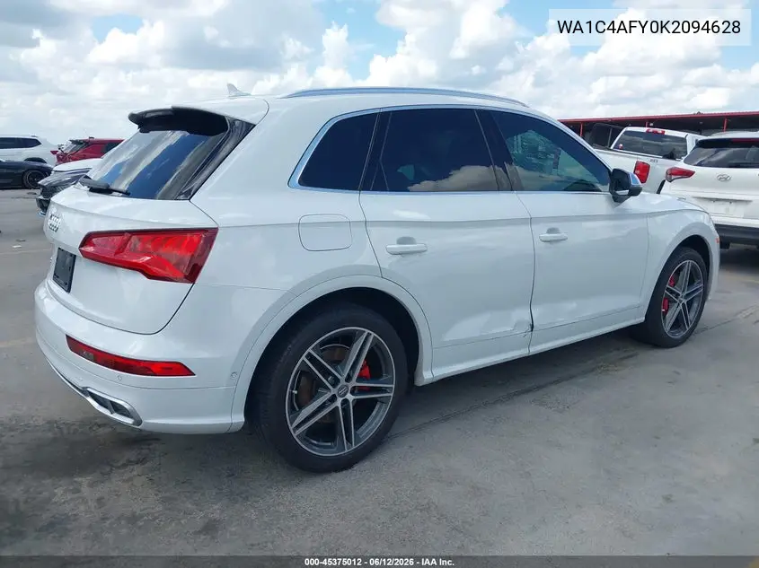 2019 Audi Sq5 3.0T Premium VIN: WA1C4AFY0K2094628 Lot: 45375012
