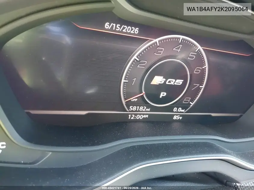 2019 Audi Sq5 3.0T Premium VIN: WA1B4AFY2K2095064 Lot: 45421741