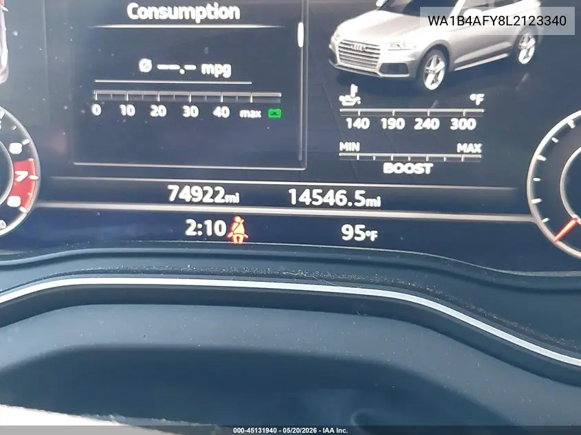 2020 Audi Sq5 Premium Plus Tfsi Quattro Tiptronic VIN: WA1B4AFY8L2123340 Lot: 45131940