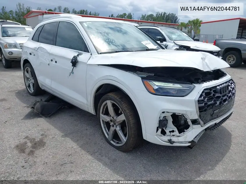 2022 Audi Sq5 Premium Tfsi Quattro Tiptronic VIN: WA1A4AFY6N2044781 Lot: 44951198
