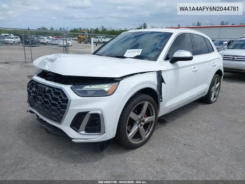 2022 Audi Sq5 Premium Tfsi Quattro Tiptronic VIN: WA1A4AFY6N2044781 Lot: 44951198