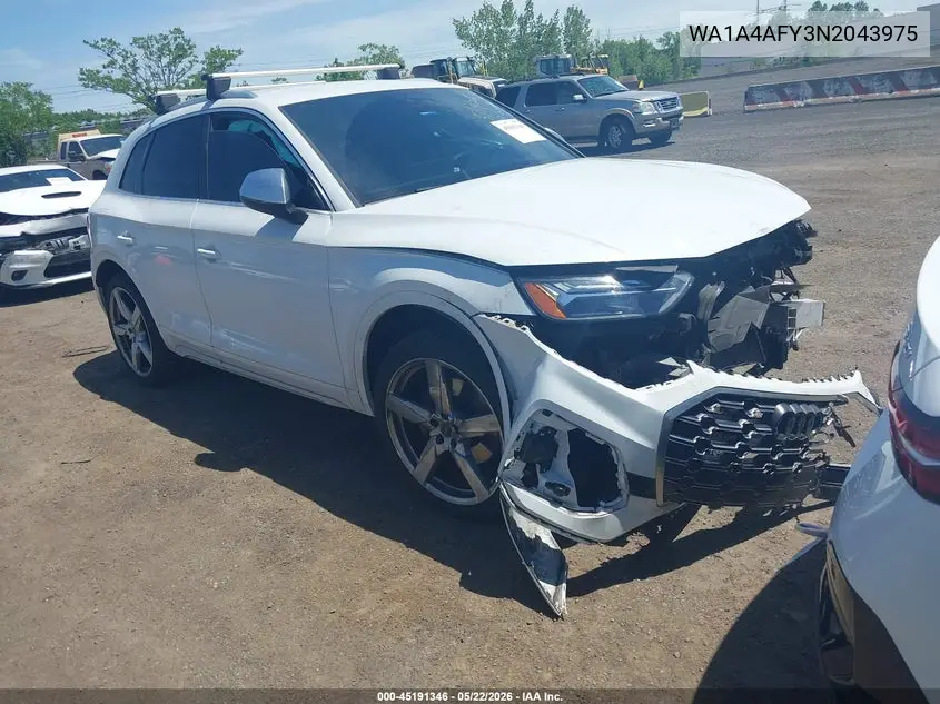 2022 Audi Sq5 Premium Tfsi Quattro Tiptronic VIN: WA1A4AFY3N2043975 Lot: 45191346