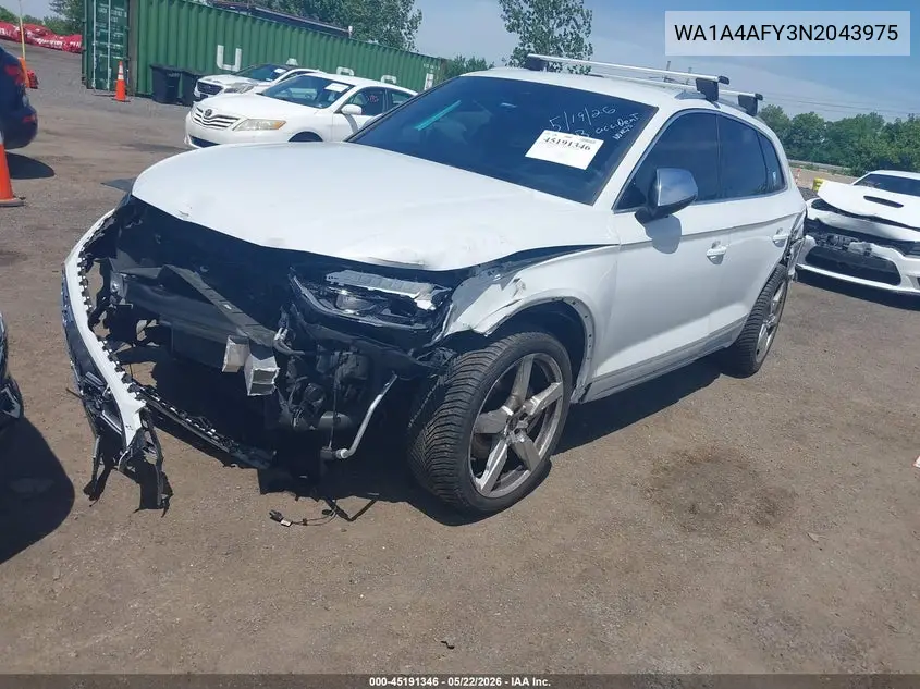2022 Audi Sq5 Premium Tfsi Quattro Tiptronic VIN: WA1A4AFY3N2043975 Lot: 45191346