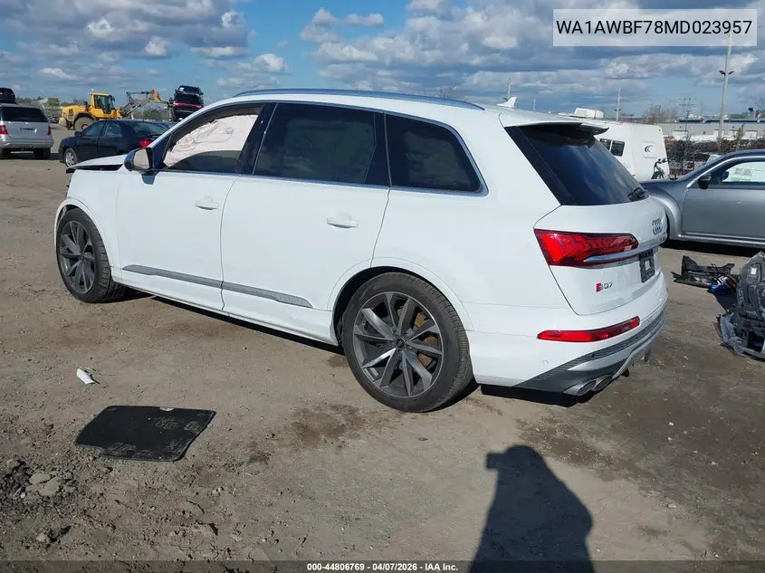 2021 Audi Sq7 Premium Plus Tfsi Quattro Tiptronic VIN: WA1AWBF78MD023957 Lot: 44806769