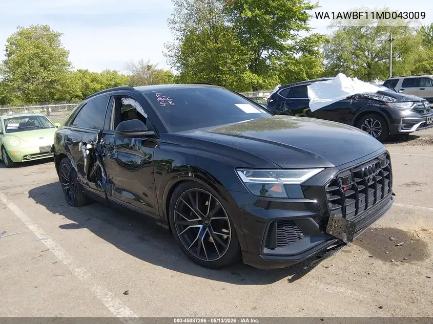 2021 Audi Sq8 Premium Plus Tfsi Quattro Tiptronic VIN: WA1AWBF11MD043009 Lot: 45087286