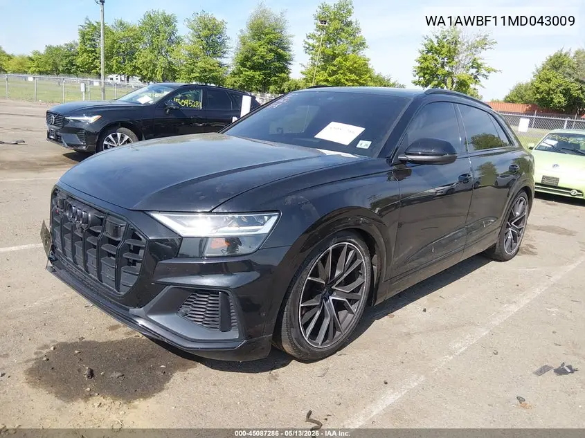 2021 Audi Sq8 Premium Plus Tfsi Quattro Tiptronic VIN: WA1AWBF11MD043009 Lot: 45087286