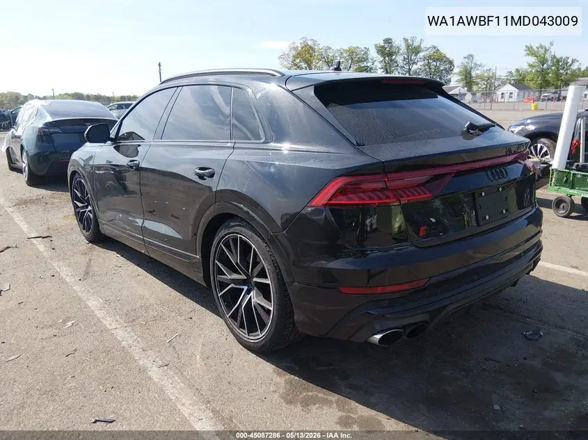 2021 Audi Sq8 Premium Plus Tfsi Quattro Tiptronic VIN: WA1AWBF11MD043009 Lot: 45087286