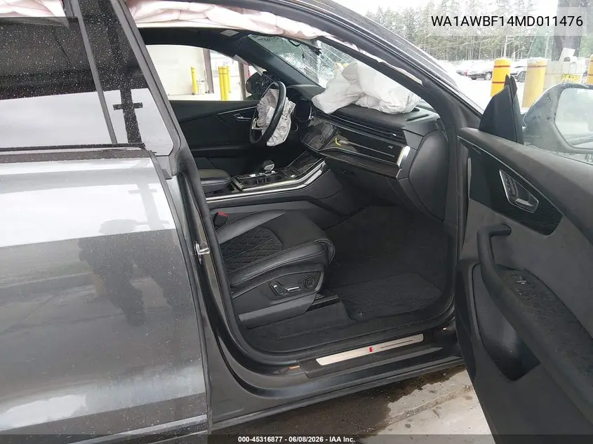 2021 Audi Sq8 Premium Plus Tfsi Quattro Tiptronic VIN: WA1AWBF14MD011476 Lot: 45316877