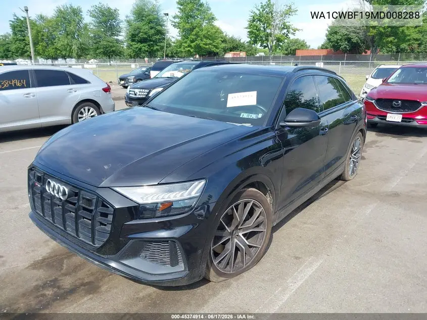 2021 Audi Sq8 Prestige Tfsi Quattro Tiptronic VIN: WA1CWBF19MD008288 Lot: 45374914