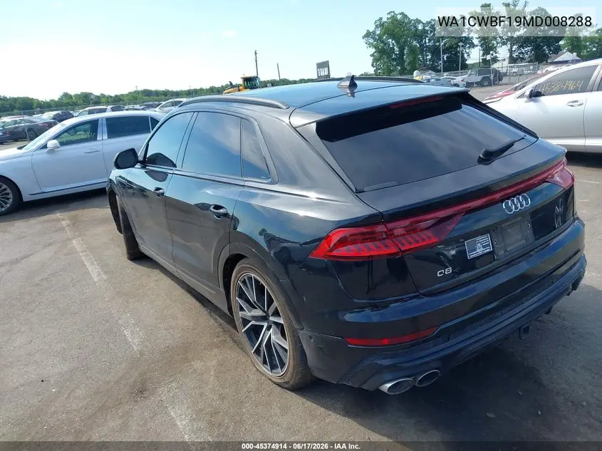 2021 Audi Sq8 Prestige Tfsi Quattro Tiptronic VIN: WA1CWBF19MD008288 Lot: 45374914