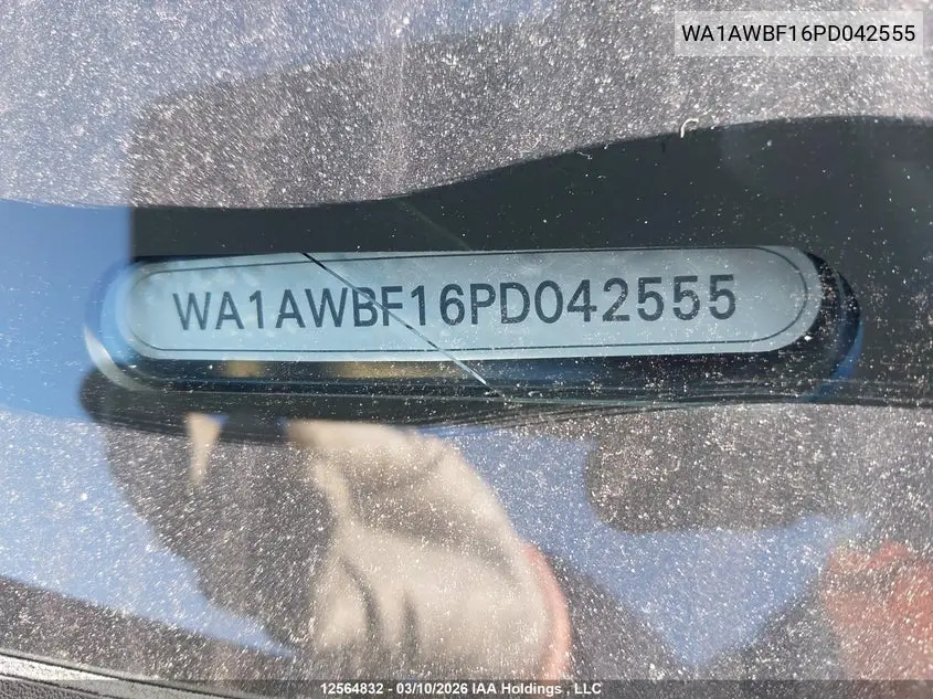 2023 Audi Sq8 4.0T VIN: WA1AWBF16PD042555 Lot: 12564832