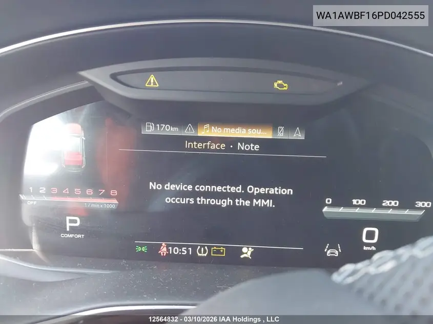 2023 Audi Sq8 4.0T VIN: WA1AWBF16PD042555 Lot: 12564832