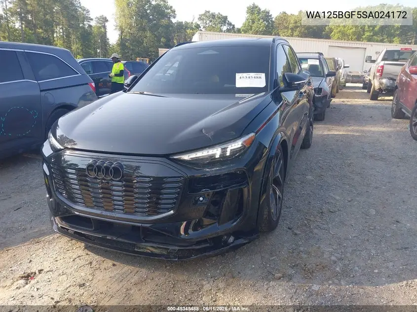 2025 Audi Sq6 E-Tron Premium Plus Quattro VIN: WA125BGF5SA024172 Lot: 45345488