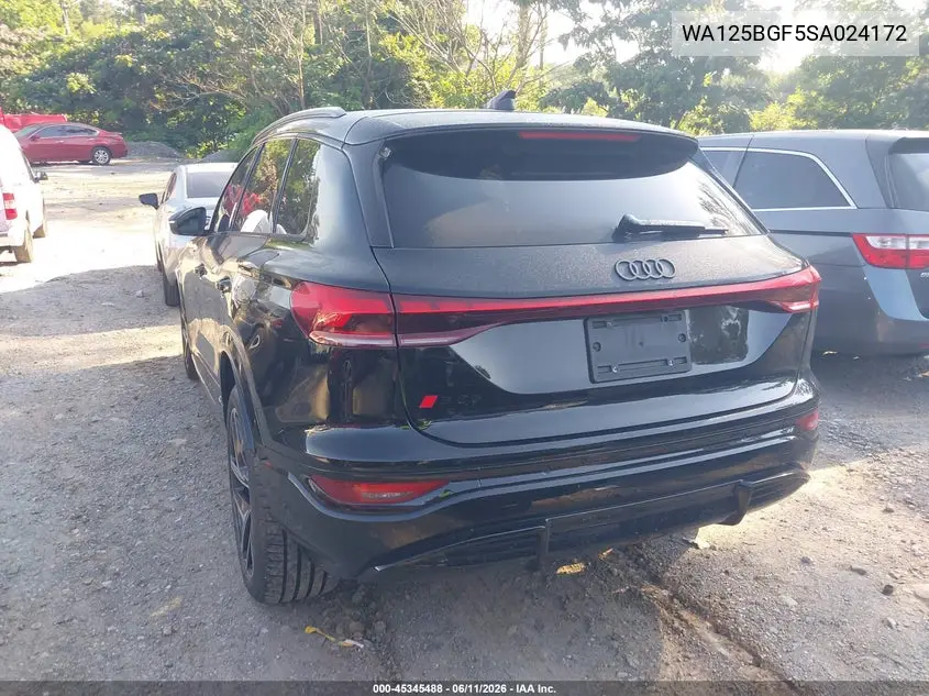 2025 Audi Sq6 E-Tron Premium Plus Quattro VIN: WA125BGF5SA024172 Lot: 45345488