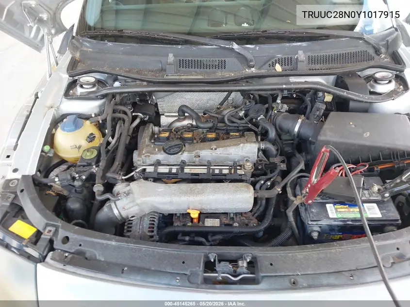 2000 Audi Tt VIN: TRUUC28N0Y1017915 Lot: 45145265
