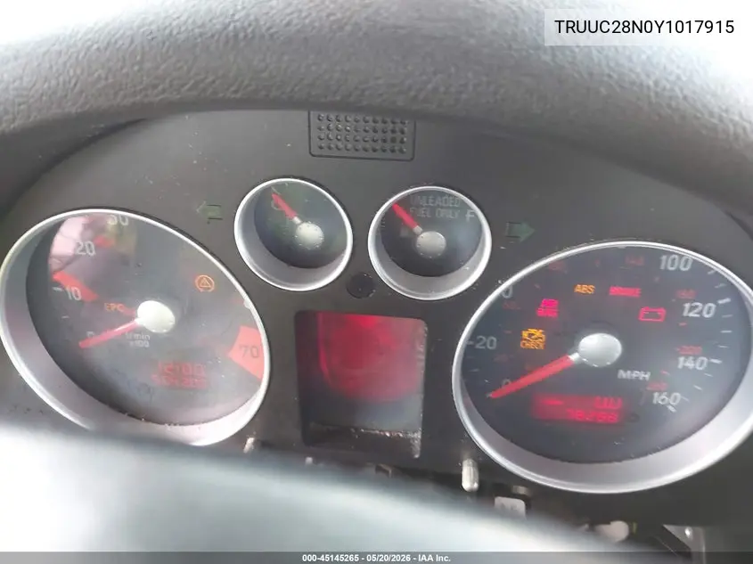2000 Audi Tt VIN: TRUUC28N0Y1017915 Lot: 45145265