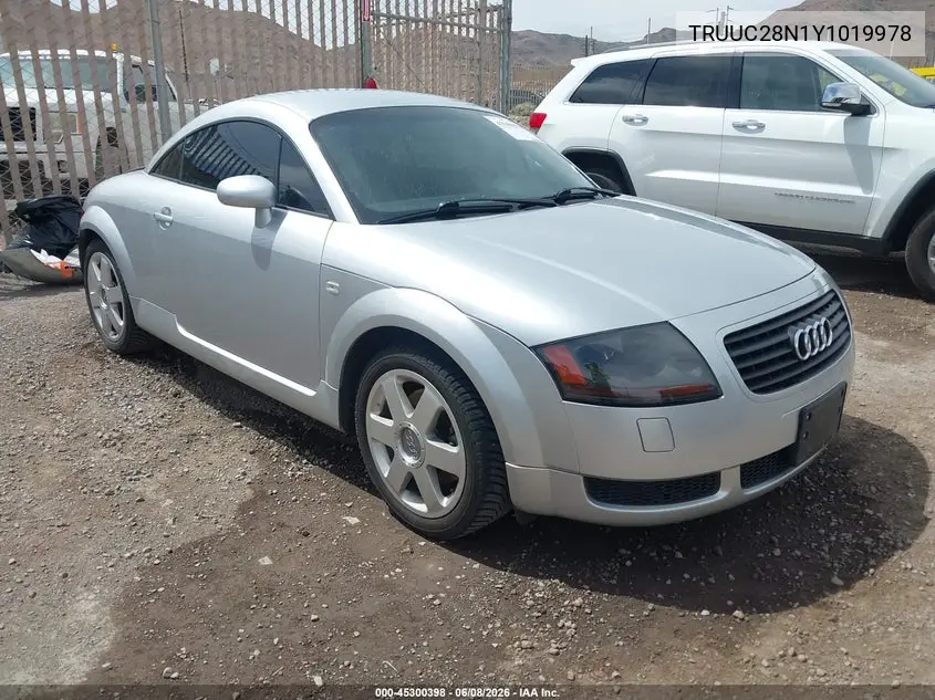 2000 Audi Tt VIN: TRUUC28N1Y1019978 Lot: 45300398