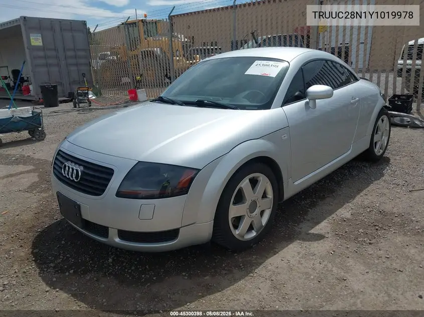 2000 Audi Tt VIN: TRUUC28N1Y1019978 Lot: 45300398