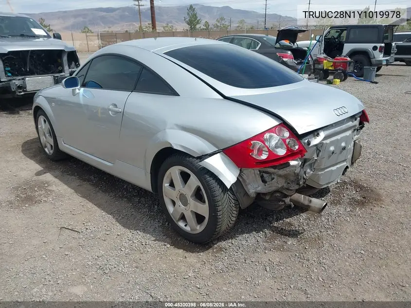 2000 Audi Tt VIN: TRUUC28N1Y1019978 Lot: 45300398