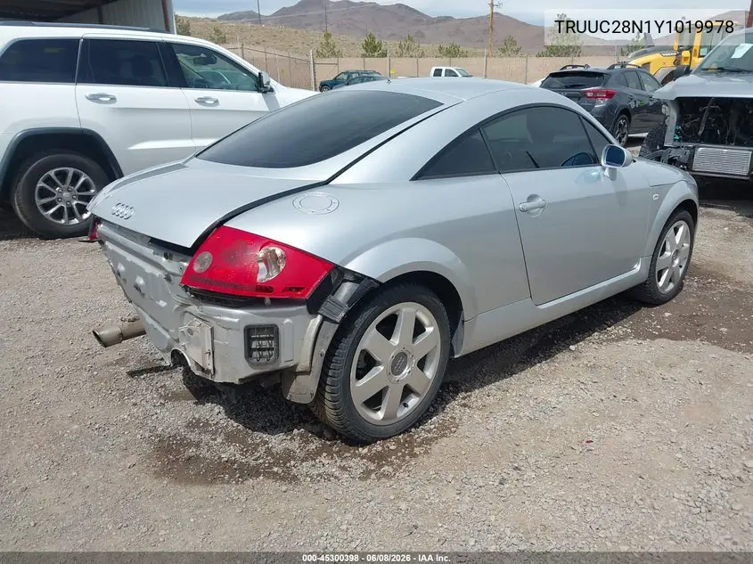 2000 Audi Tt VIN: TRUUC28N1Y1019978 Lot: 45300398