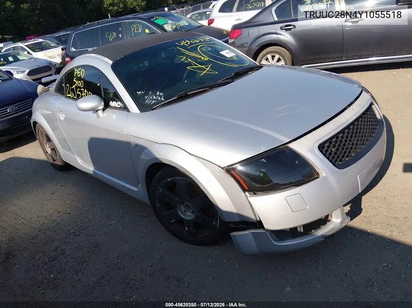 2000 Audi Tt VIN: TRUUC28N4Y1055518 Lot: 45620350