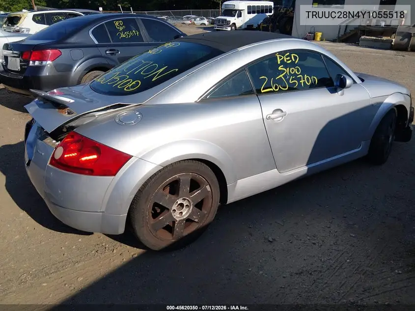 2000 Audi Tt VIN: TRUUC28N4Y1055518 Lot: 45620350