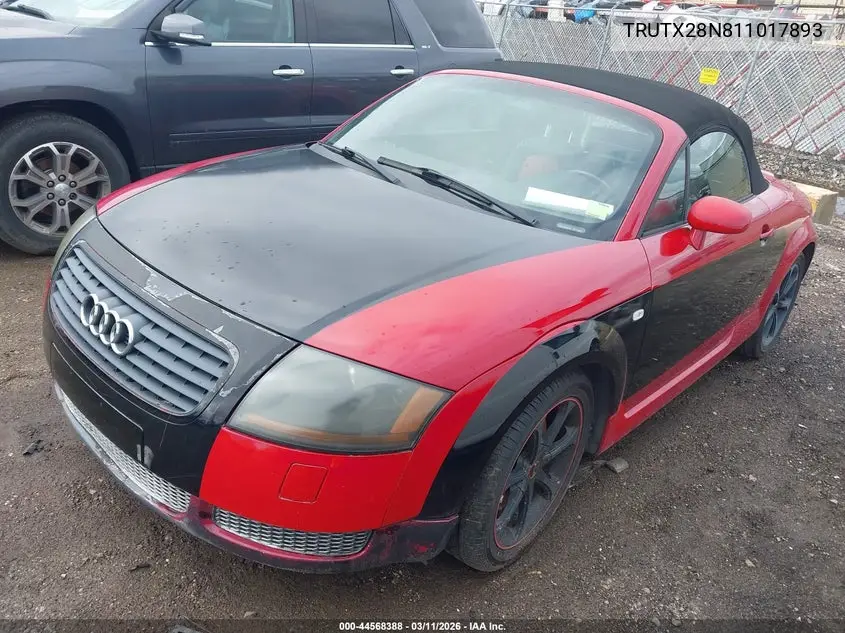 2001 Audi Tt VIN: TRUTX28N811017893 Lot: 44568388